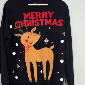 6/$25 Festive Reindeer Sweater - Black and Tan